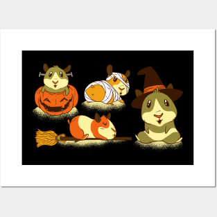 HALLOWEEN GUINEA PIG CARTOON SET Posters and Art